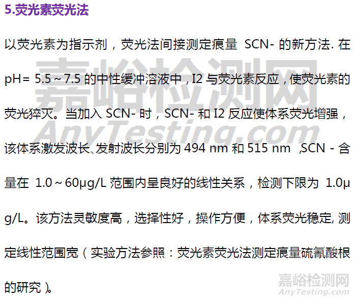 牛奶中硫氰酸鈉檢測(cè)