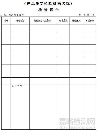 檢測(cè)報(bào)告模板