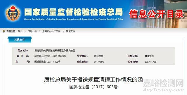 質(zhì)檢總局：這些規(guī)章已廢止（附目錄清單） 