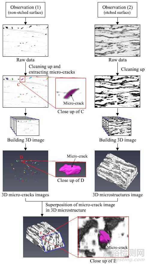鐵素體-珠光體鋼中微裂紋的斷裂起始位置的三維觀察
