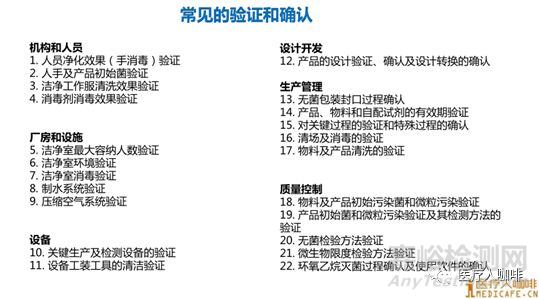 醫(yī)療器械驗證和確認關(guān)鍵項目一覽
