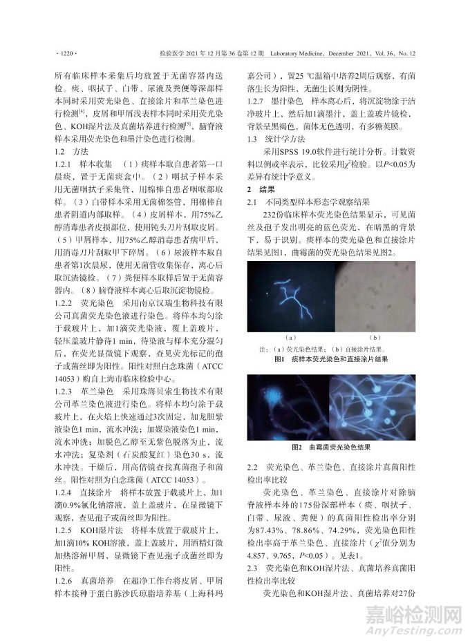 熒光染色法在真菌檢測中的應(yīng)用