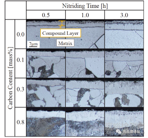 碳濃度對滲氮化合物層生長的影響